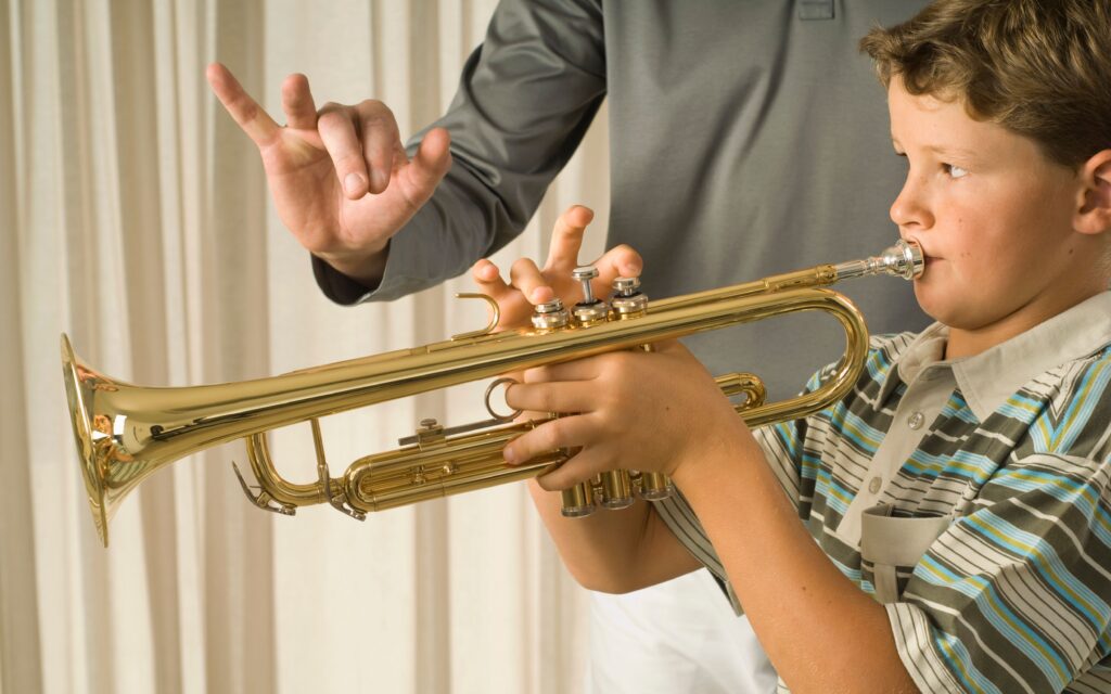 Learning to play trumpet