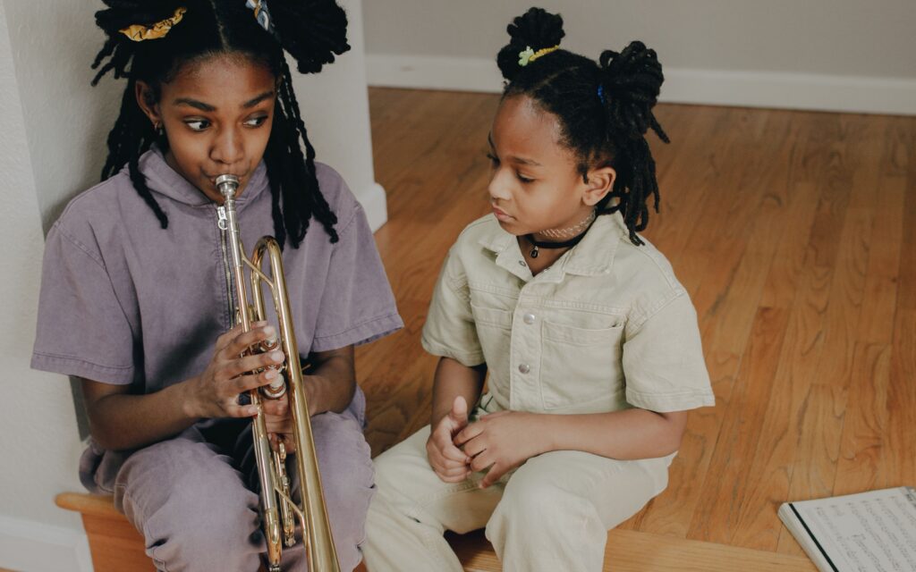 playing the trumpet